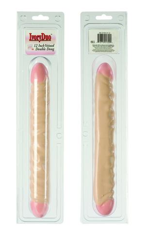 12 Inch Ivory Veined Double Dildo