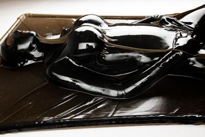 Extreme Black Latex Vacuum Bed