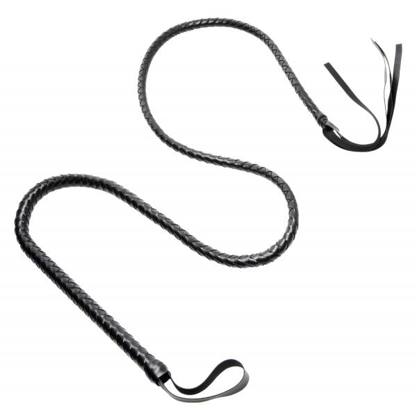 Faux Leather Strip Tip Whip