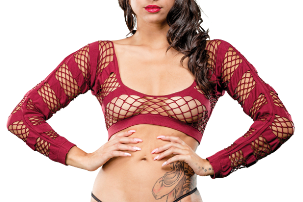 Naughty Girl Sexy Leggings Horizontal Stripes Burgundy O/S