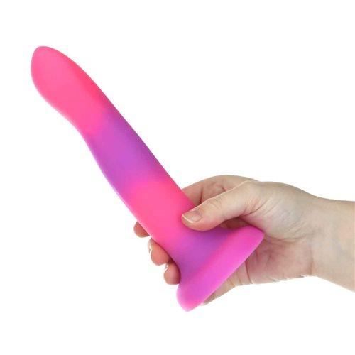 Rave Addiction 8in Glow In The Dark Dildo Pink/Purple