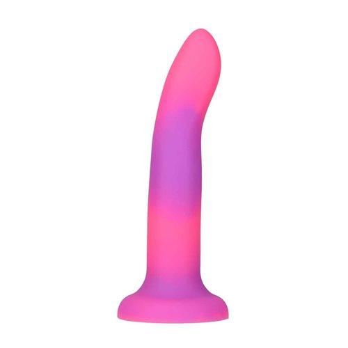 Rave Addiction 8in Glow In The Dark Dildo Pink/Purple