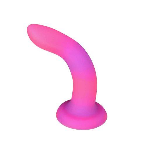 Rave Addiction 8in Glow In The Dark Dildo Pink/Purple