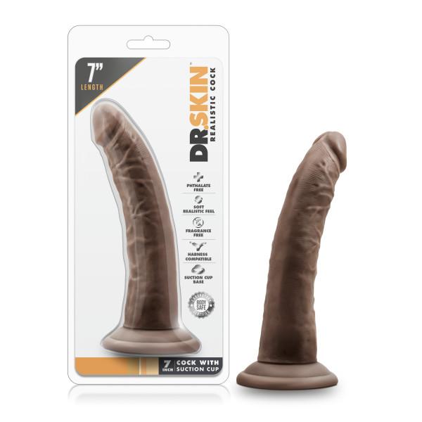 Dr Skin 7 Inches Cock With Suction Cup Brown Dildo
