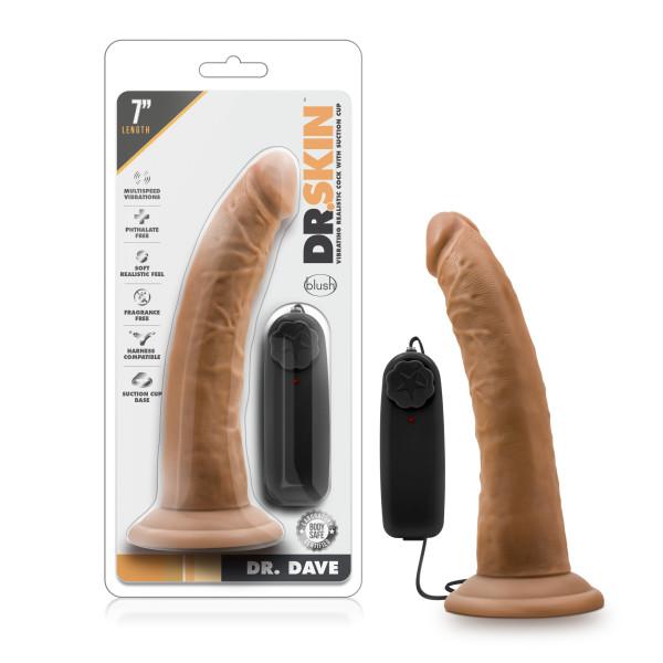 Dr Dave 7 Inches Vibrating Cock Suction Cup Tan