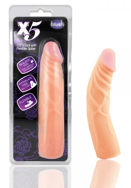 X5 7.5 Inches Dildo With Flexible Spine Beige