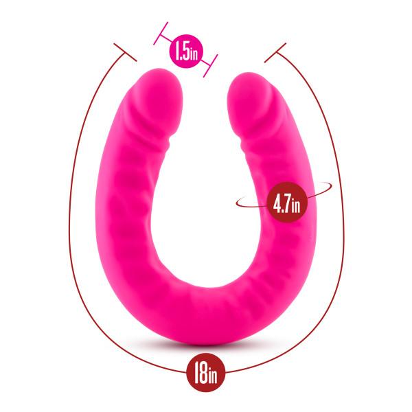Ruse 18 Inches Silicone Slim Double Dong Hot Pink