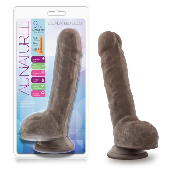 Au Naturel 9 Inches Sensa Feel Dildo Chocolate Brown