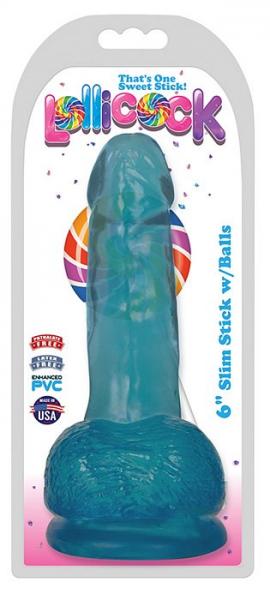 Lollicock 6 Inches Slim Stick Dildo Balls Blue Berry Ice