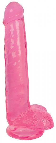 Lollicock 8 Inches Slim Stick Dildo Balls Pink Cherry Ice