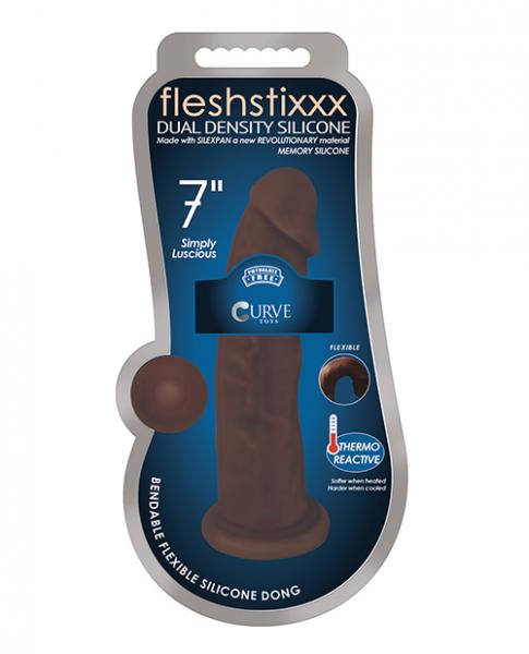 Fleshstixxx 7 Inches Silicone Dildo No Balls Brown