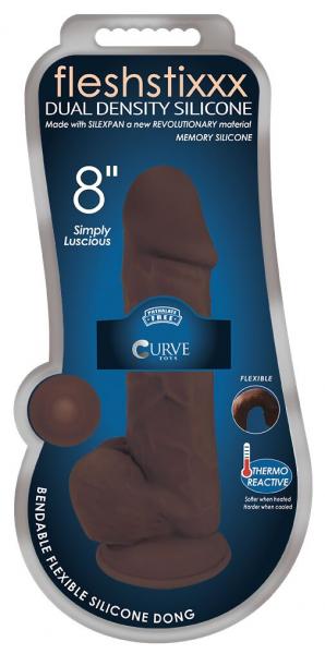Fleshstixxx 8 Inches Silicone Dildo With Balls Brown