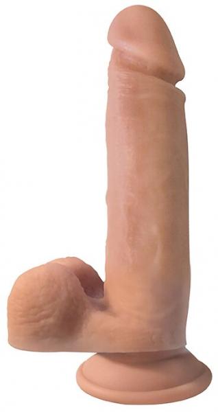 Big Shot 8 Inches Vibrating Silicone Dong With Balls Beige
