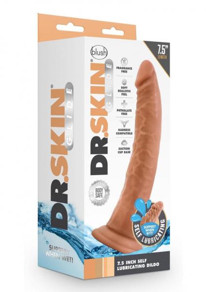 Dr. Skin Glide Self Lubricating Dildo 7.5 In. Mocha