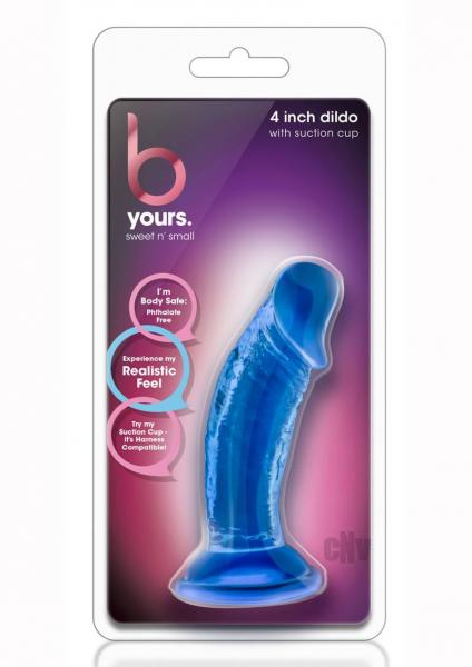 B Yours Sweet N' Small 4in Dildo W/ Suction Cup Blue