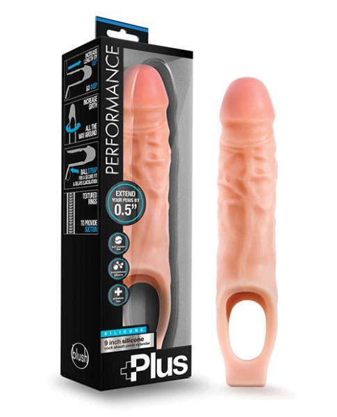 Performance Plus 9 Inches Silicone Cock Sheath Penis Extender Beige