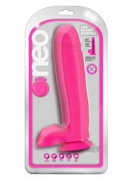 Neo 10in Dual Density Dildo Neon Pink