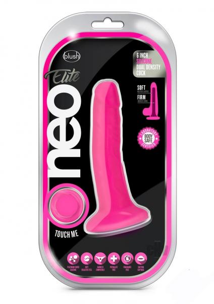 Neo Elite 6 Inch Silicone Dual Density Cock Neon Pink
