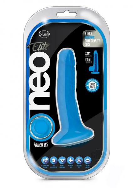 Neo Elite 6 Inch Silicone Dual Density Cock Neon Blue