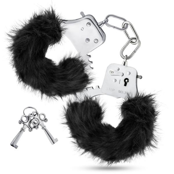 Temptasia Plush Fur Cuffs Black Handcuffs