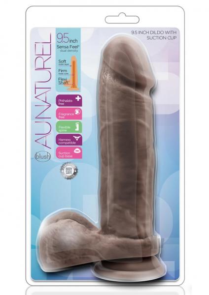 Au Naturel 9.5 Inches Dildo With Suction Cup Brown