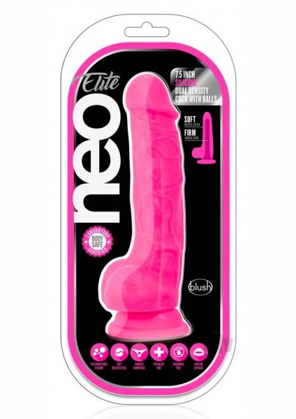 Neo Elite 7.5 Inches Dual Density Cock With Balls Pink