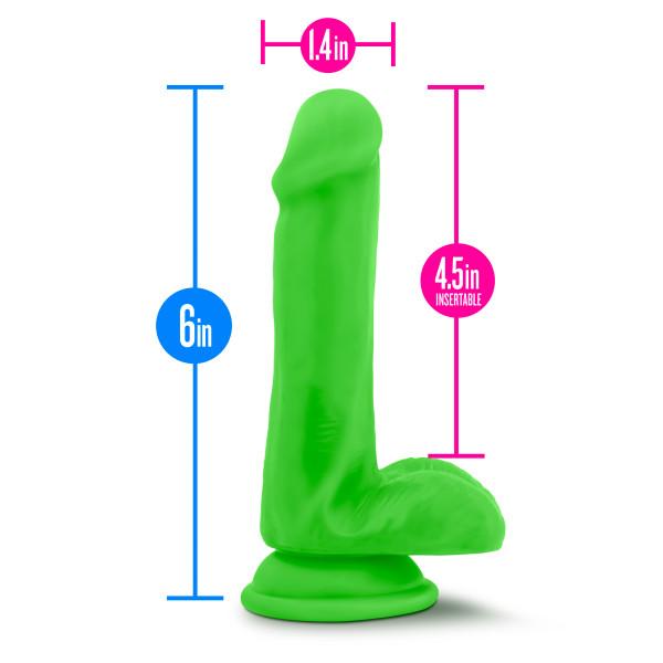 Neo Elite 6 Inches Silicone Dual Density Cock, Balls Green