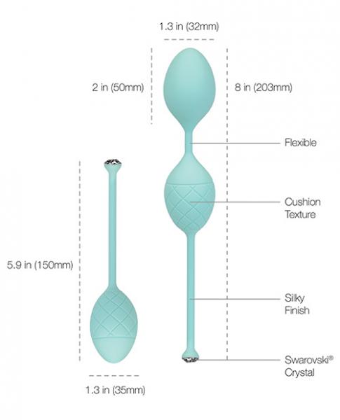 Pillow Talk Frisky Pleasure Balls Teal Green