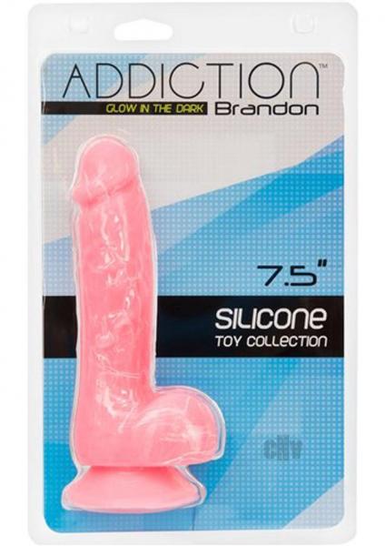 Addiction Brandon Glow In The Dark Pink 7.5 Inches Dildo