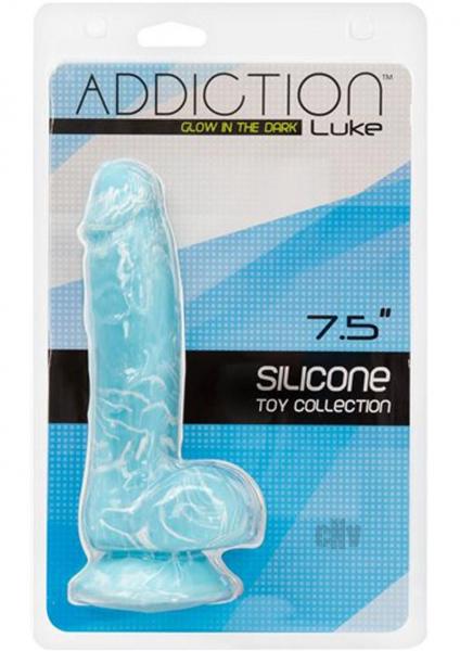 Addiction Luke 7.5 Inches Blue Glow In The Dark Dildo