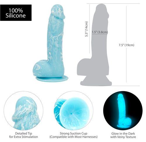 Addiction Luke 7.5 Inches Blue Glow In The Dark Dildo