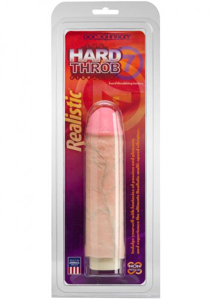 Hard Throb Realistic Vibrator With Sleeve 7 Inches Beige
