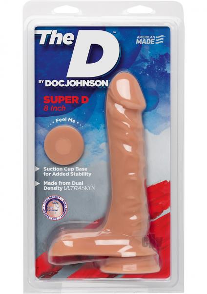 The D Super D 8 Inches Dildo With Balls Vanilla Beige