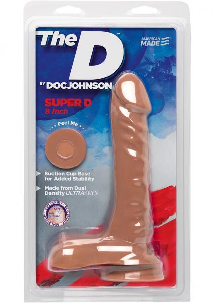 The D Super D 8 Inches Dildo With Balls Caramel Tan