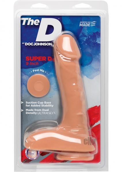 The D Super D 9 Inches Dildo With Balls Vanilla Beige