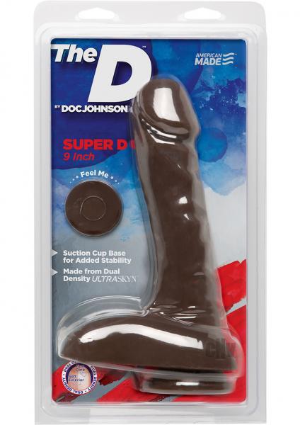 The D Super D 9 Inches Dildo With Balls Chocolate Brown