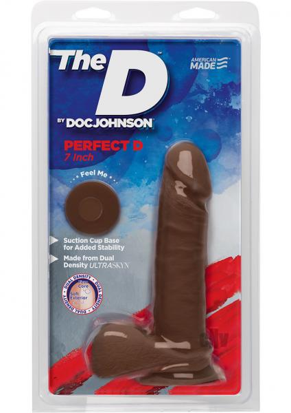The D Perfect D 7 Inches Dildo With Balls Chocolate Brown