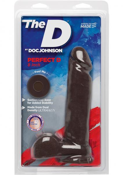 The D Perfect D 8 Inches Dildo With Balls Chocolate Brown