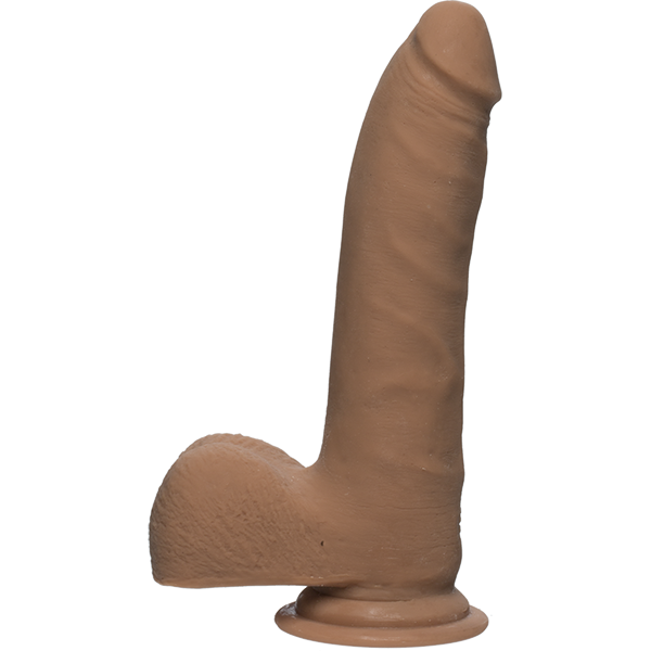 The D Realistic D 7 Inches Slim Dildo With Balls Brown