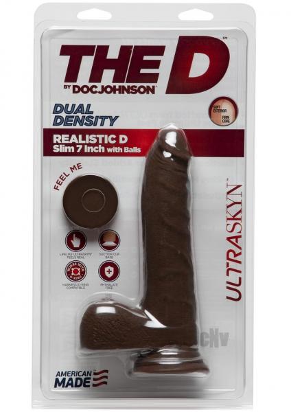 The Realistic D Slim W/Balls 7 Chocolat