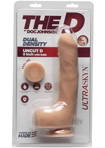 The D 9 Inches Uncut D With Balls Ultraskyn Beige Dildo