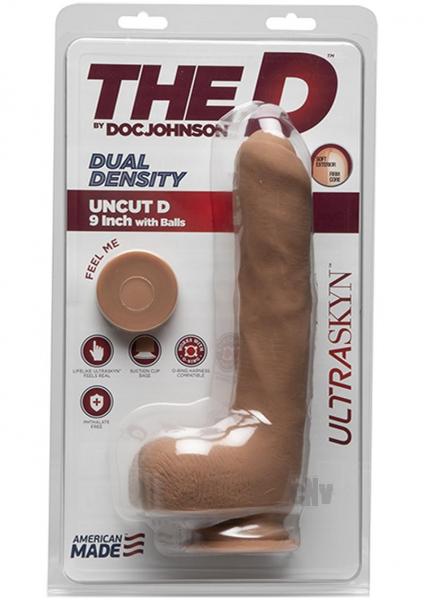 The D Uncut D 9 Inches With Balls Ultraskyn Tan Dildo