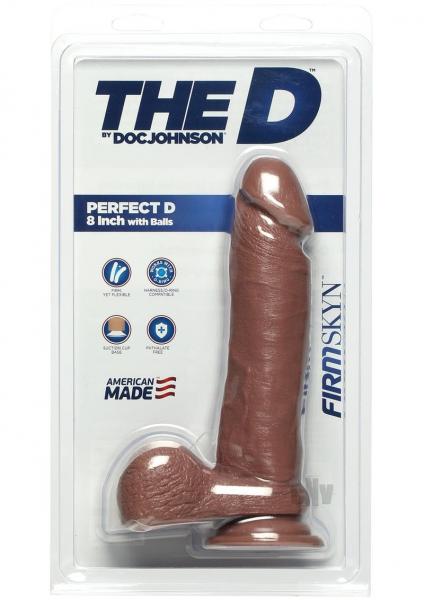 The D Perfect D 8 Inches Dildo With Balls Caramel