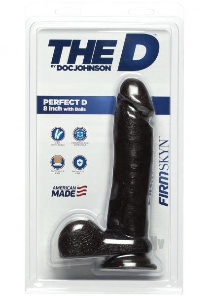The D The Perfect D 8 Inches Dildo With Balls Brown