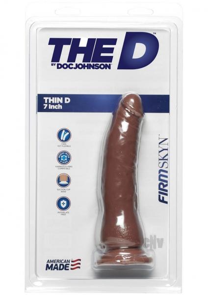 The D Thin D 7 Inches Firmskyn Caramel Brown Dildo