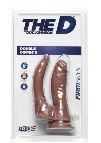 The D Double Dippin D Dildo Firmskyn Brown