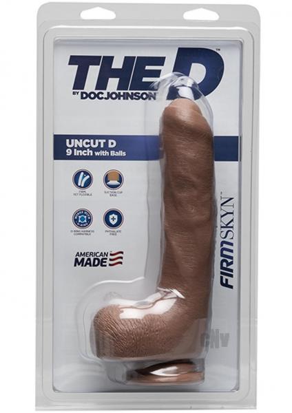 The D Uncut D 9 Inches With Balls Firmskyn Tan Dildo