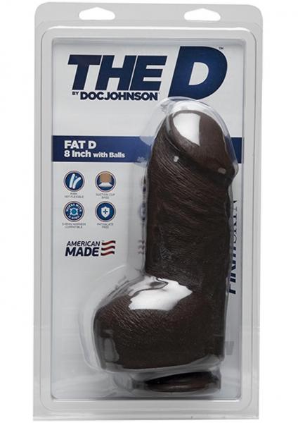 The D Fat D 8 Inches With Balls Firmskyn Brown Dildo
