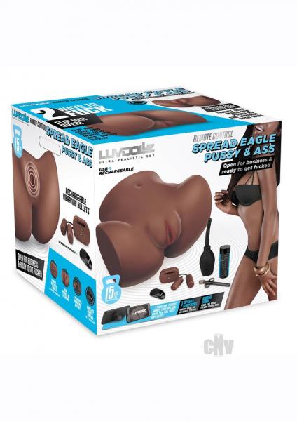 Luvdolz Remote Control Rechargeable Spread Eagle Pussy & Ass W/Douche Mocha