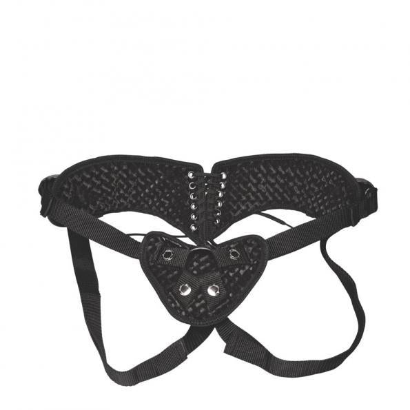 Lux Fetish Diamond Velvet Strap On Corset Black O/S